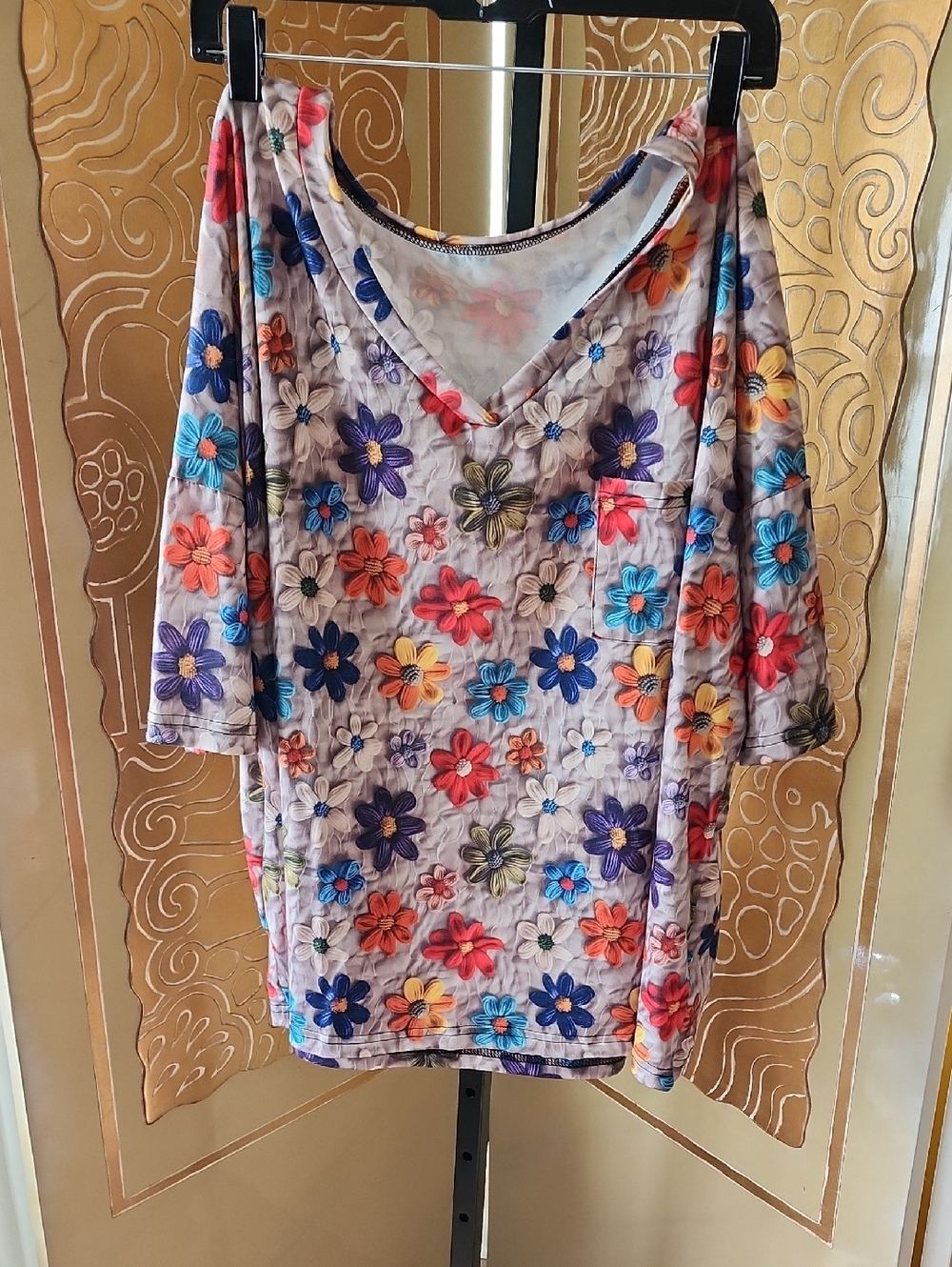 Floral V-Neck Women's Top in Multicolor